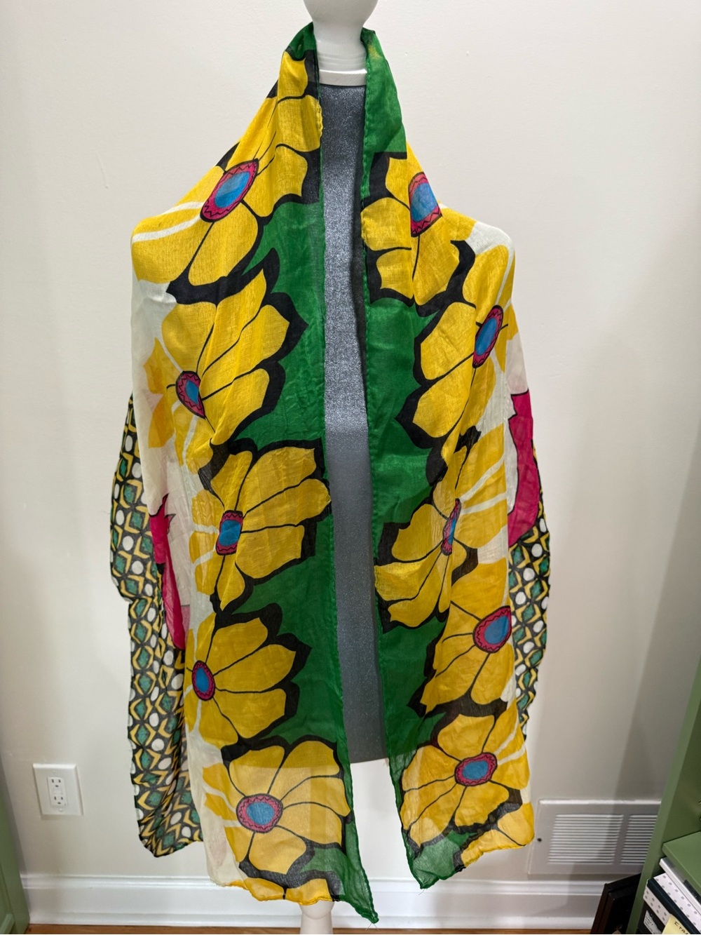 Vibrant Yellow Floral Women's Scarf & Wrap
